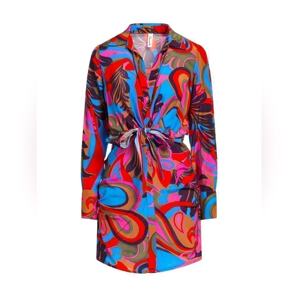 Souvenir Floral Mini Button Down Shirt Dress